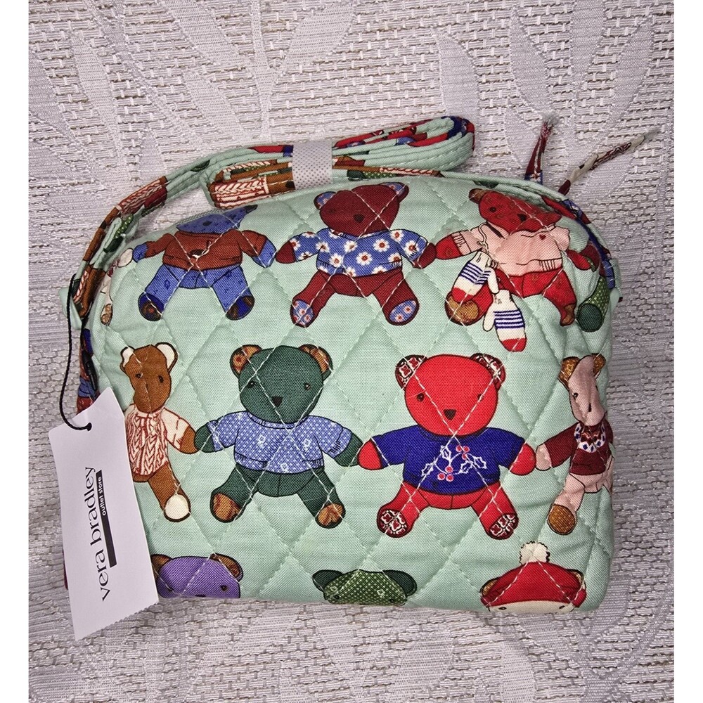 Vera Bradley Toasty Teddies Crossbody Camera Bag Green - Picture 2 of 6